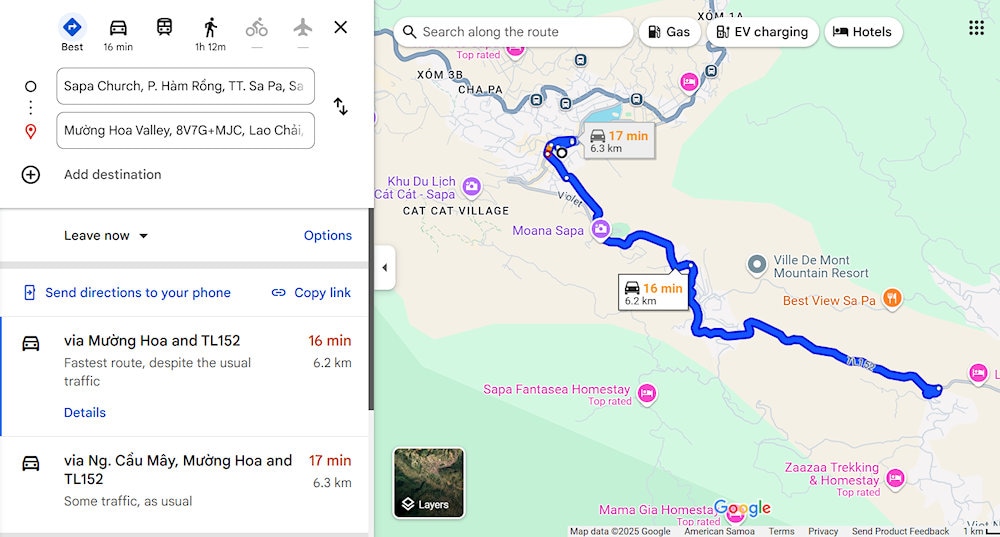 Muong Hoa Valley's strategic location 6km southeast of Sapa town center, extending 15km to Ban Ho Village